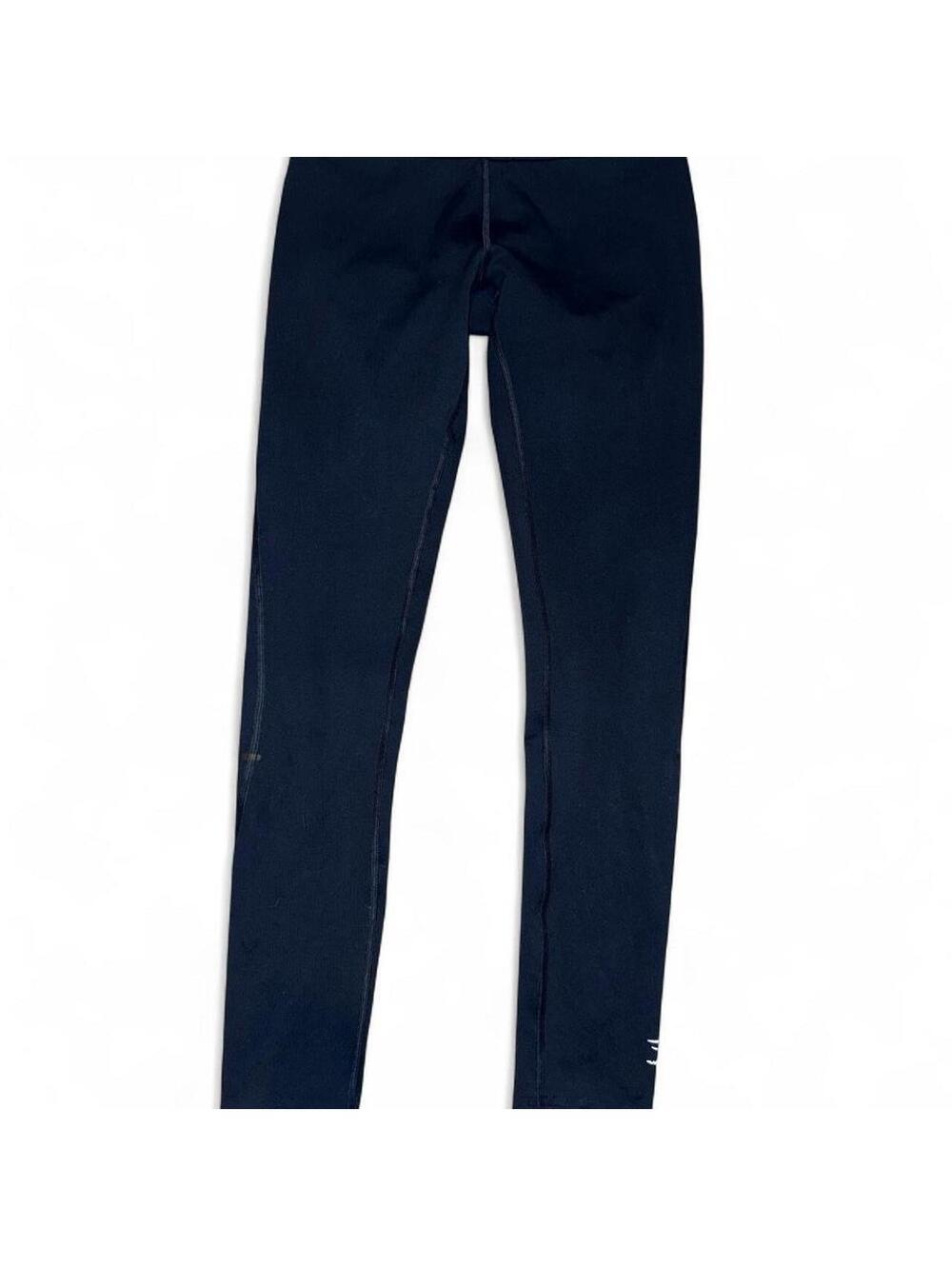 Gymshark Women's Navy blue Leggings drawstrings logo sz S minimalist